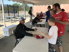 Rick Ankiel signing autographs for fans at the 2019 Prospect League All-Star Game in Normal, IL
